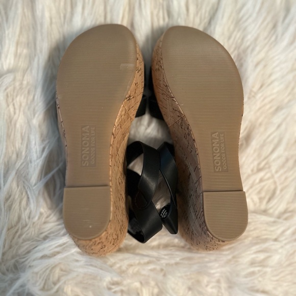 Sonoma Lola Black Wedge Sandals, Women’s 8.5 - Picture 9 of 10